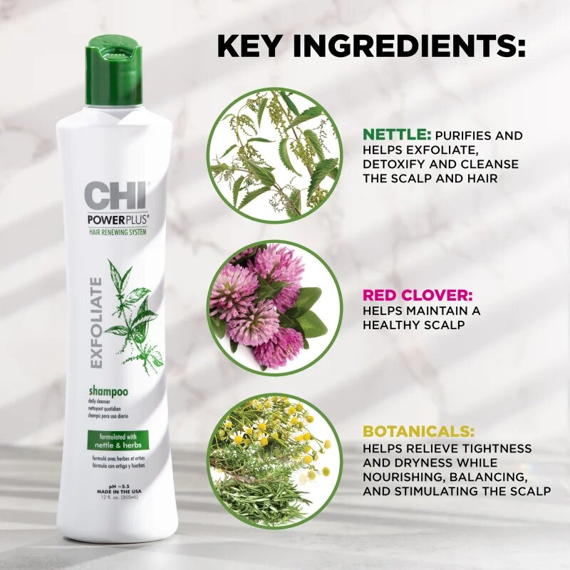 CHI Power Plus Exfoliate Shampoo hámlasztó sampon a fej bőrsejtjeinek megújítására 355 ml