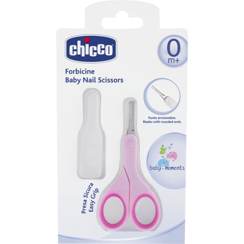 Chicco Baby Moments körömvágó olló gyerekeknek lekerekített végű 0m+ Pink 1 db
