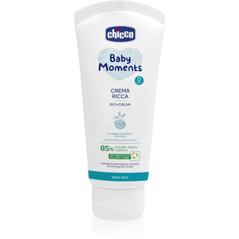 Chicco Baby Moments Rich Cream tápláló krém gyermekeknek születéstől kezdődően 0 m+ 100 ml