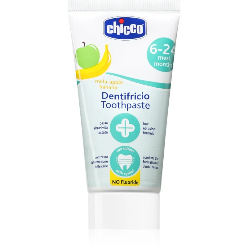 Chicco Fluoride-Free Toothpaste 6-24m fluoridmentes fogkrém gyermekeknek Apple-Banana 50 ml
