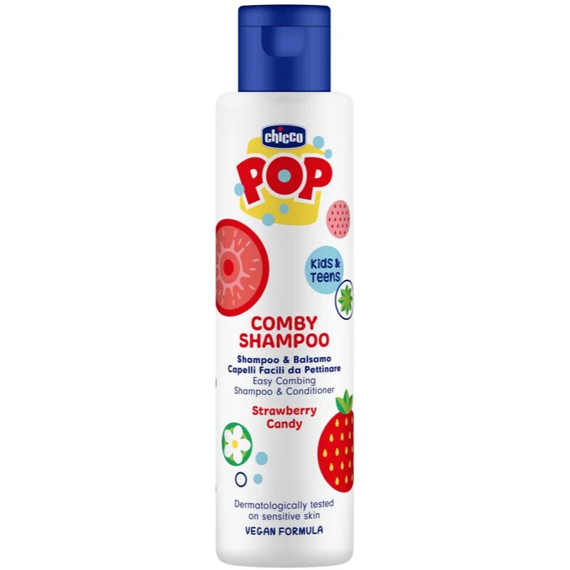 Chicco Pop Comby Shampoo & Conditioner sampon és kondicionáló Strawberry 250 ml