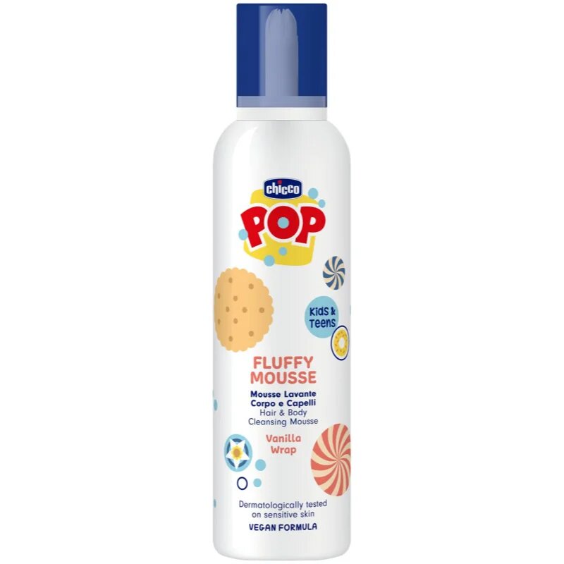 Chicco POP Fluffy Mousse Hair and Body hab testre és hajra Vanilla wrap 200 ml