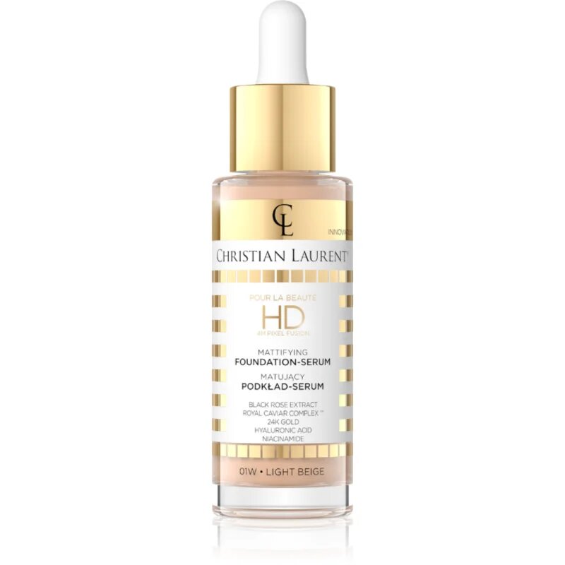 Christian Laurent Pour La Beauté HD 4M Pixel Fusion bőrvilágosító alapozó szérum az arcra árnyalat 01 Light Beige 32 ml