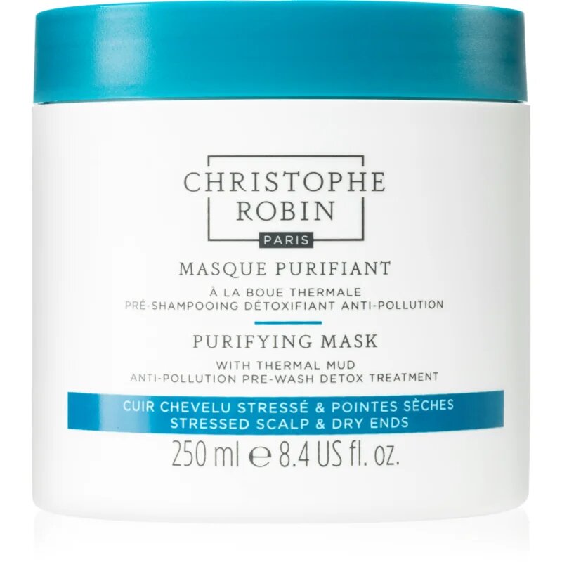 Christophe Robin Purifying Purifying Mask tisztító maszk szennyezett levegőnek kitett hajra 250 ml