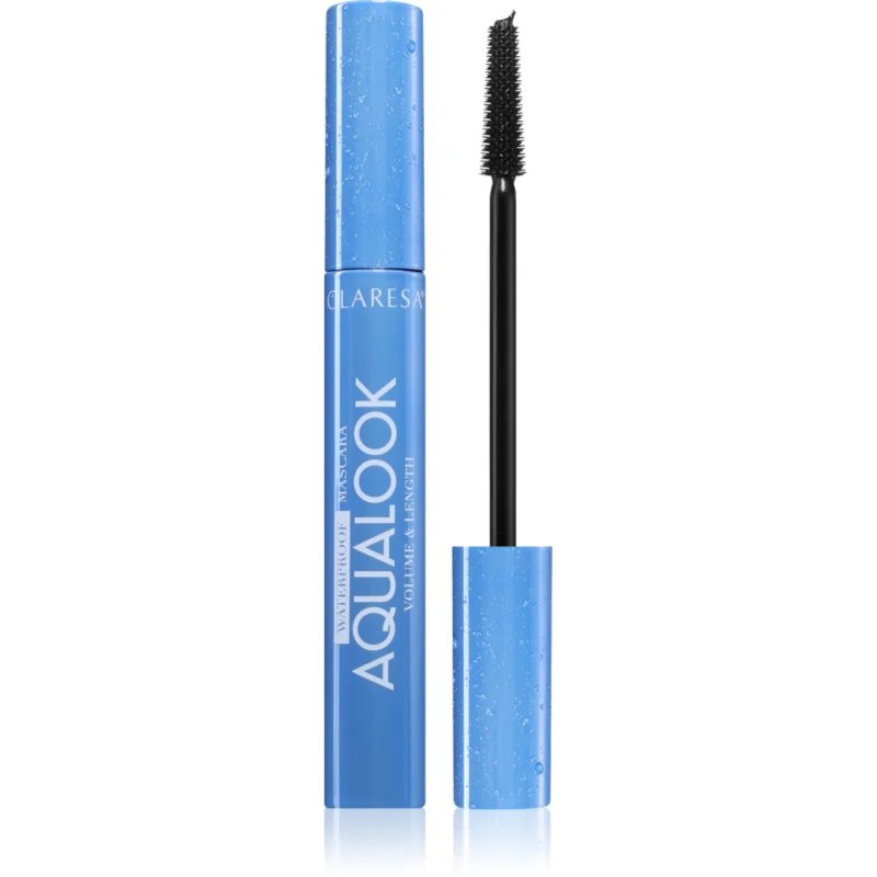 Claresa Aqualook Waterproof Mascara vizálló szempillaspirál a hosszabb pillákért árnyalat Black 8 g