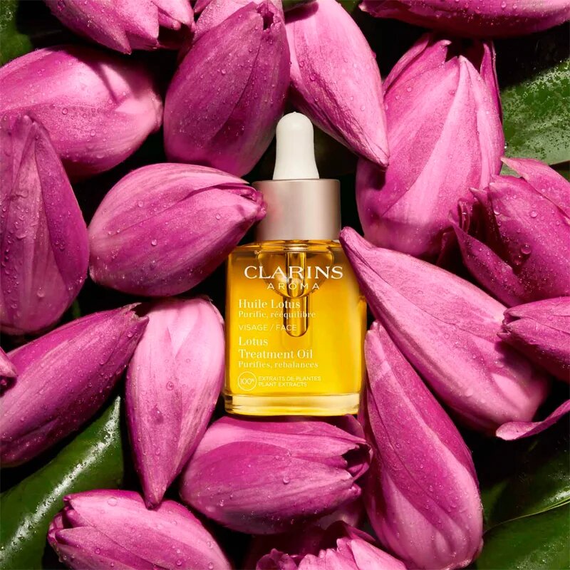 Clarins Lotus Treatment Oil kisimító hatású regeneráló olaj Nappali és éjjeli ápolás 30 ml