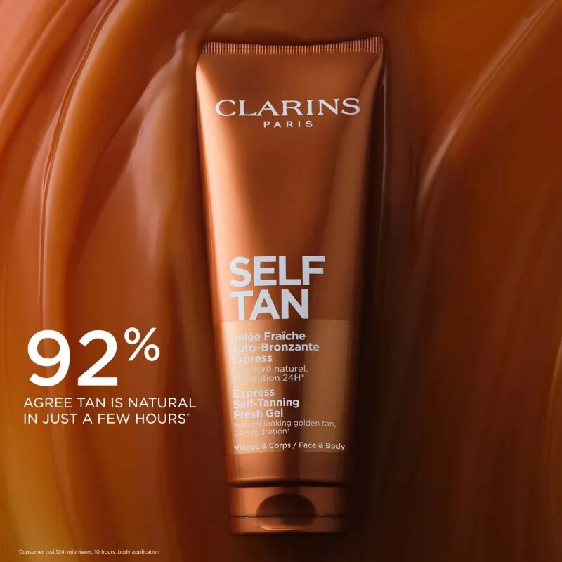 Clarins Self Tan Express Self-Tanning Fresh Gel önbarnító zselé hidratáló hatással 125 ml