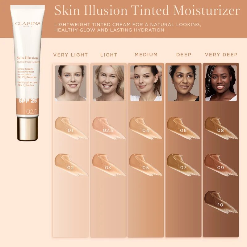 Clarins Skin Illusion Tinted Moisturizer tonizáló krém SPF 25 árnyalat 02 40 ml