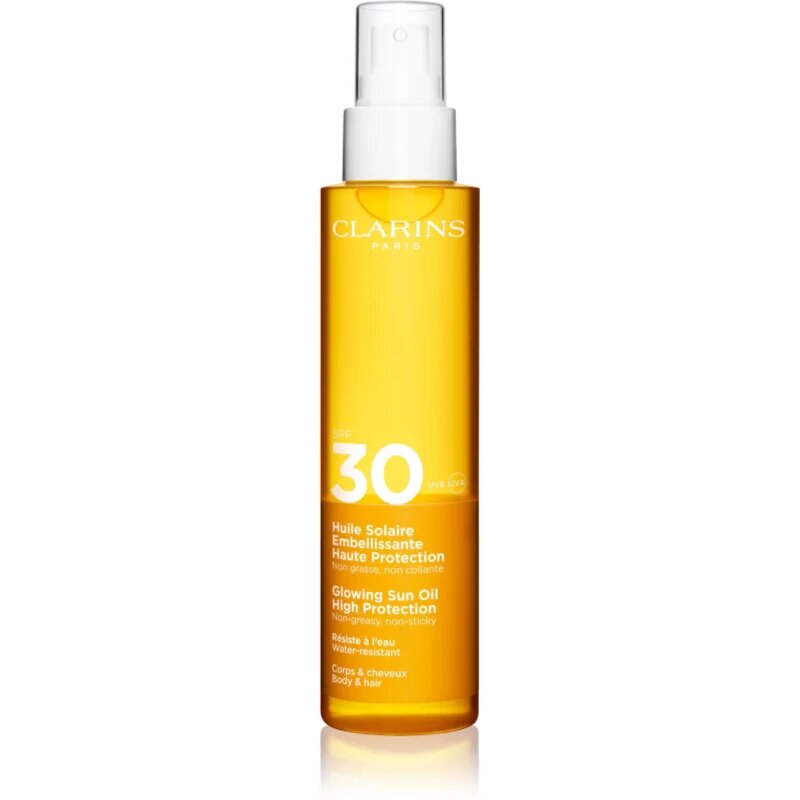 Clarins Sun Care Glowing Oil száraz olaj hajra és a testre SPF 30 150 ml