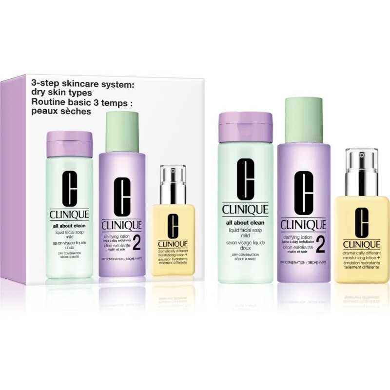 Clinique 3 Steps Skincare Systeme Dry Skin Types ajándékszett száraz bőrre