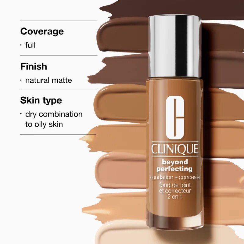 Clinique Beyond Perfecting™ Foundation + Concealer alapozó és korrektor 2 az 1-ben árnyalat CN 58 Honey 30 ml