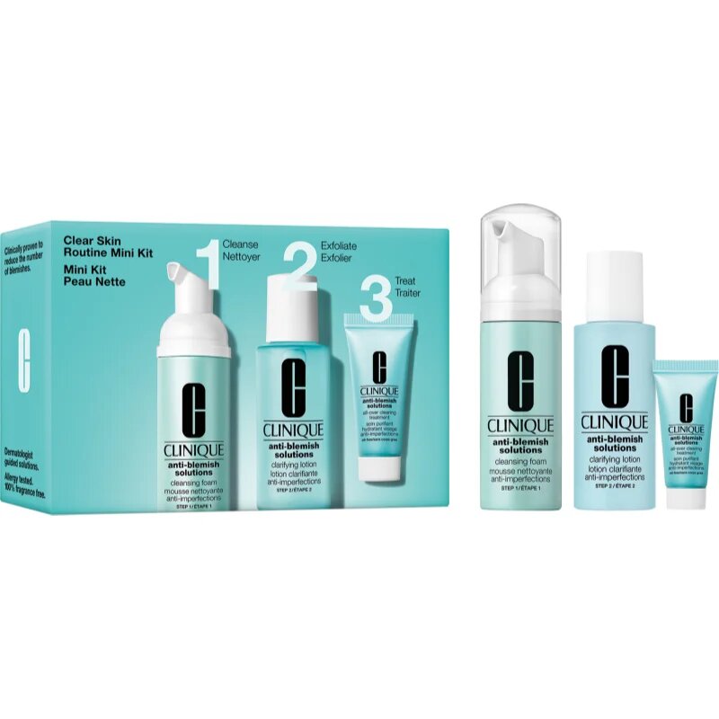 Clinique Mini Kit Clear Skin Routine ajándékszett a bőr tökéletes tisztításához