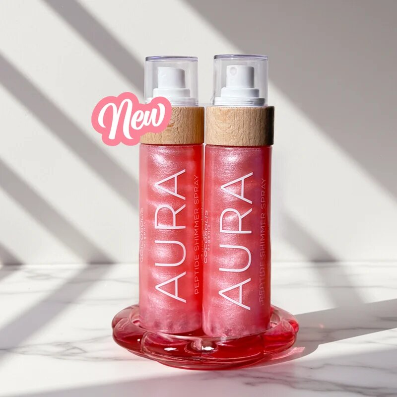 COCOSOLIS AURA Peptide Shimmer Spray hidratéló spray élénkítő hatással illattal Strawberry Cheesecake 100 ml