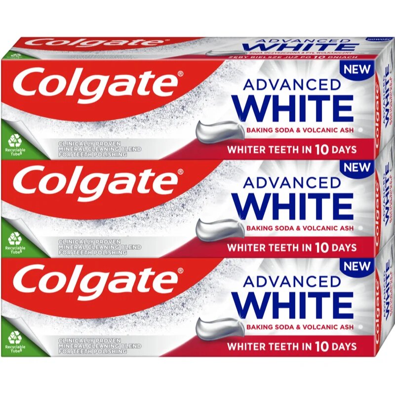 Colgate Advanced White Volcanic Ash and Baking Soda természetes fogkrém 3x75 ml
