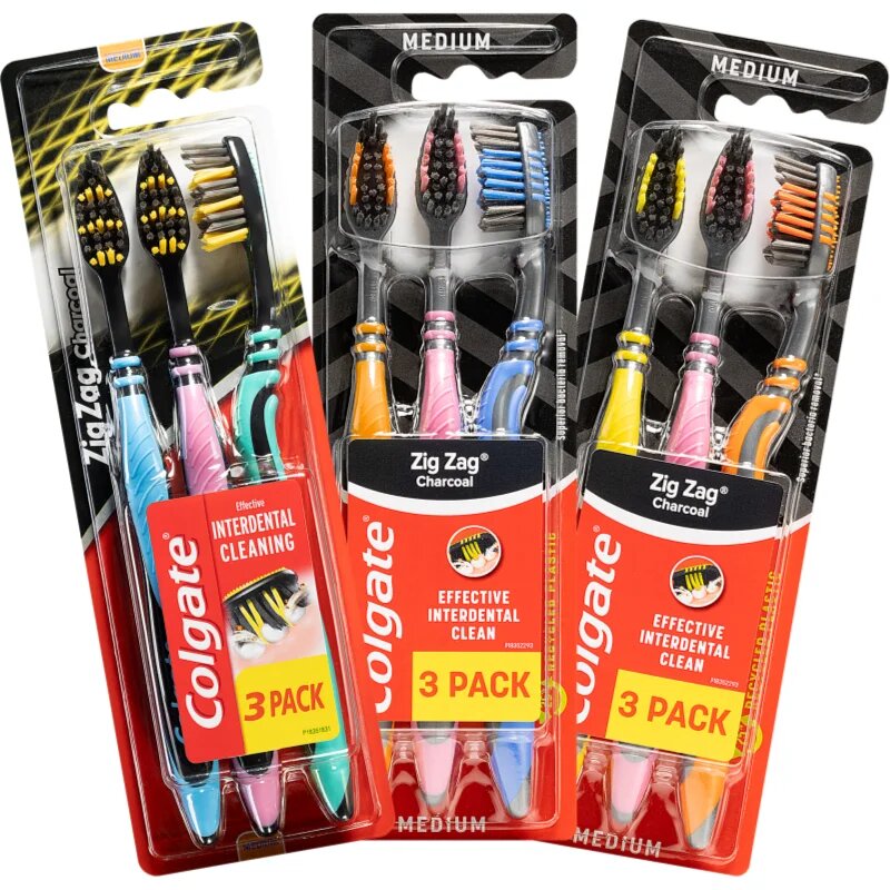 Colgate Zig Zag Charcoal medium fogkefék 3 db
