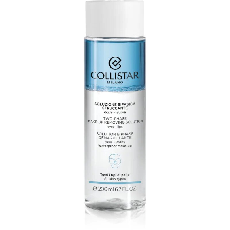 Collistar Cleansing Two-phase Make-up Removing Solution Eyes-Lips kétfázisú sminklemosó vízálló szem- és ajaksminkhez 200 ml