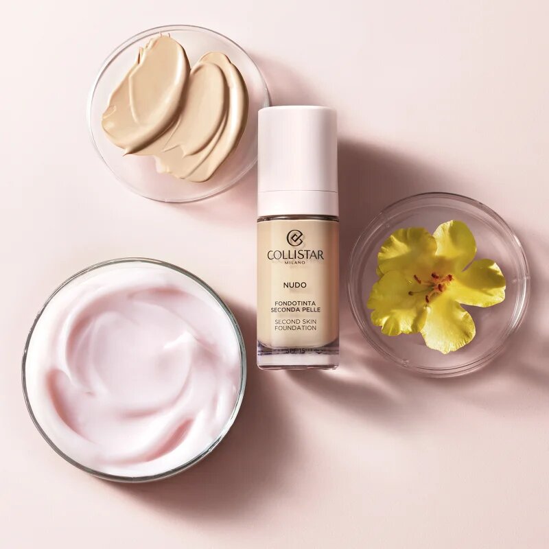 Collistar NUDO Second Skin Foundation SPF 15 világosító hidratáló make-up kisimító hatással árnyalat 3R Naturale Rosato 30 ml