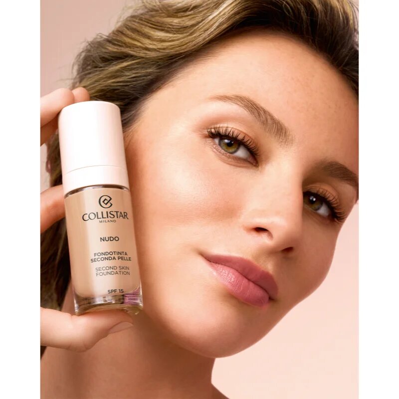 Collistar NUDO Second Skin Foundation SPF 15 világosító hidratáló make-up kisimító hatással árnyalat 3R Naturale Rosato 30 ml