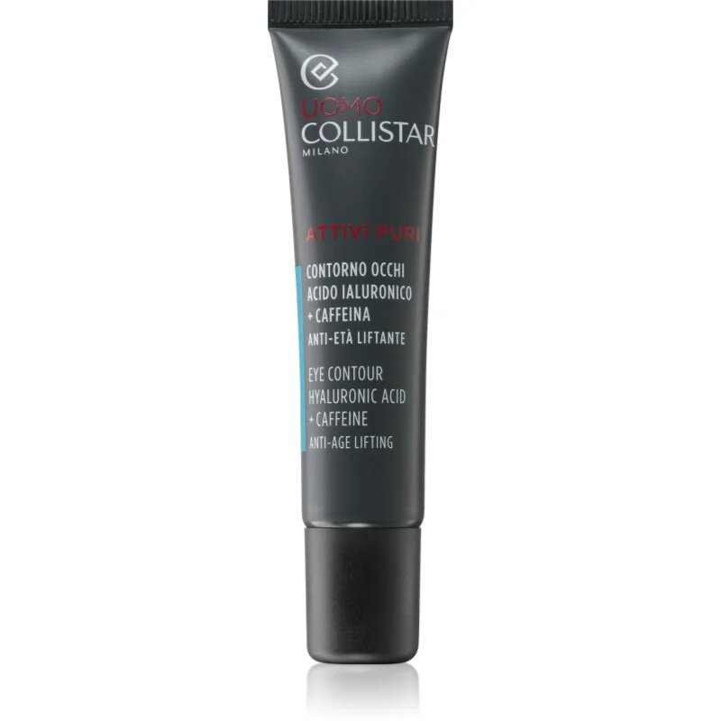 Collistar Uomo Attivi Puri Eye Contour Hyaluronic Acid + Caffeine Eye Contour élénkítő szemkrém Anti-age hatással 15 ml