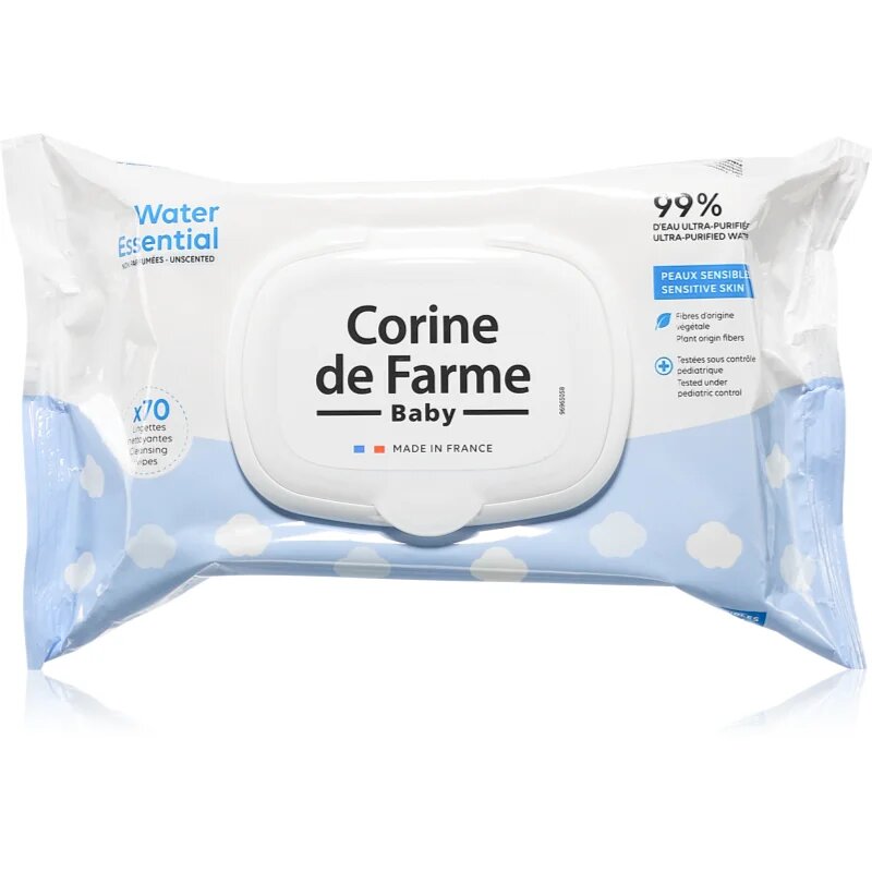 Corine de farme Water Wipes finom nedves törlőkendők gyermekeknek 70 db