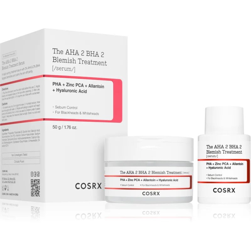 Cosrx The AHA 2 BHA 2 Blemish Treatment Serum helyi ápolás pattanásos bőrre 50 g