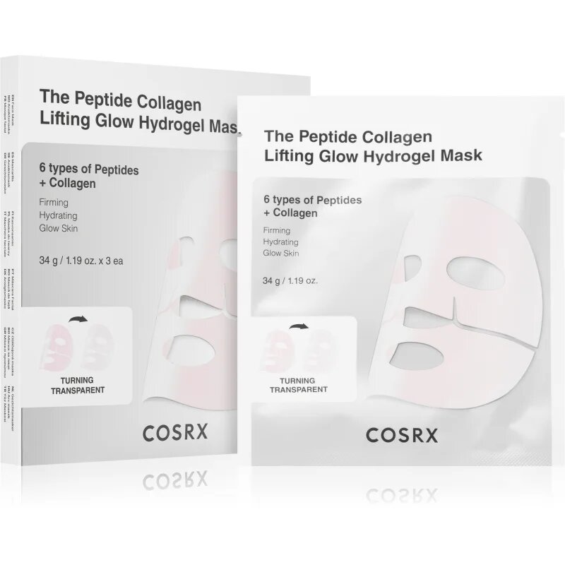 Cosrx The Peptide Collagen Lifting Glow Hydrogel Mask feszesítő arcmaszk hidratáló hatással 3x34 g