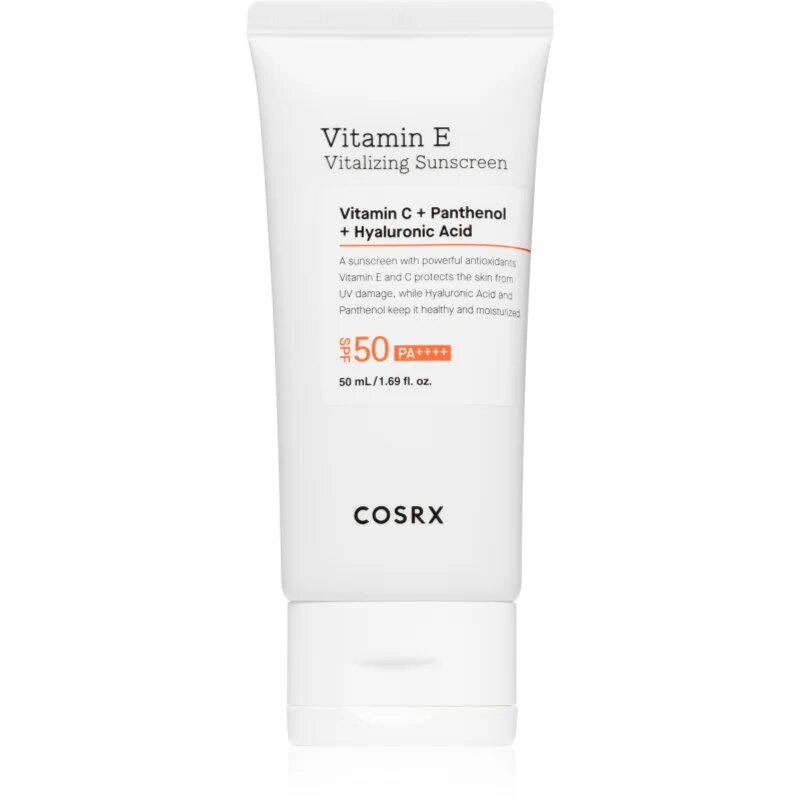 Cosrx Vitamin E Vitalizing Sunscreen​ napozókrém arcra az öregedés jelei ellen SPF 50+ 50 ml
