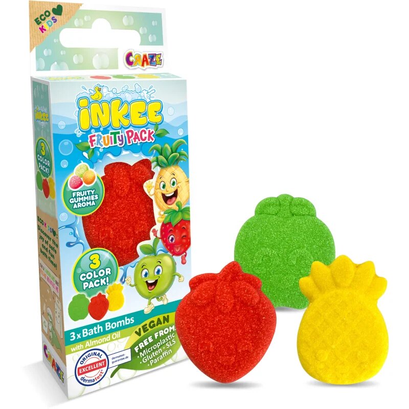 Craze INKEE Fruity Pack fürdőgolyó gyermekeknek 3x15 g