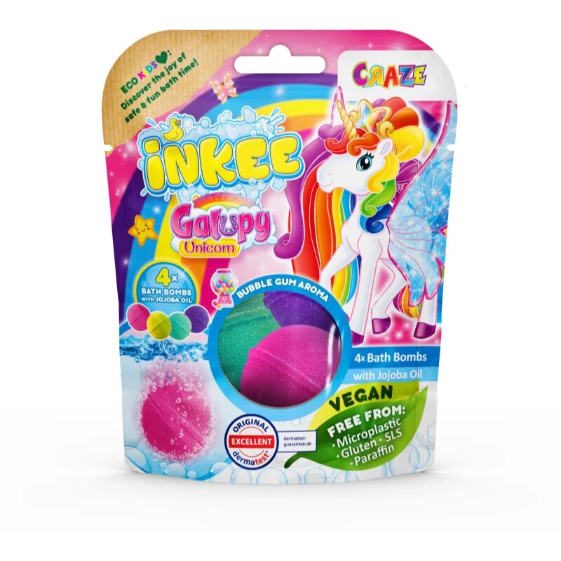Craze INKEE Unicorn fürdőgolyó gyermekeknek 4x50 g