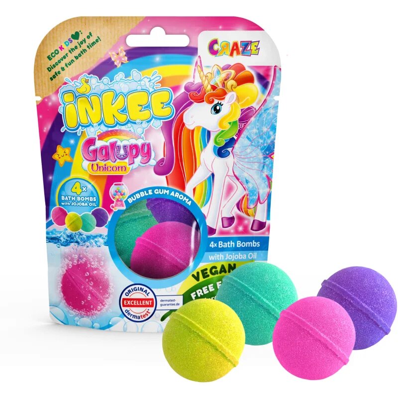 Craze INKEE Unicorn fürdőgolyó gyermekeknek 4x50 g