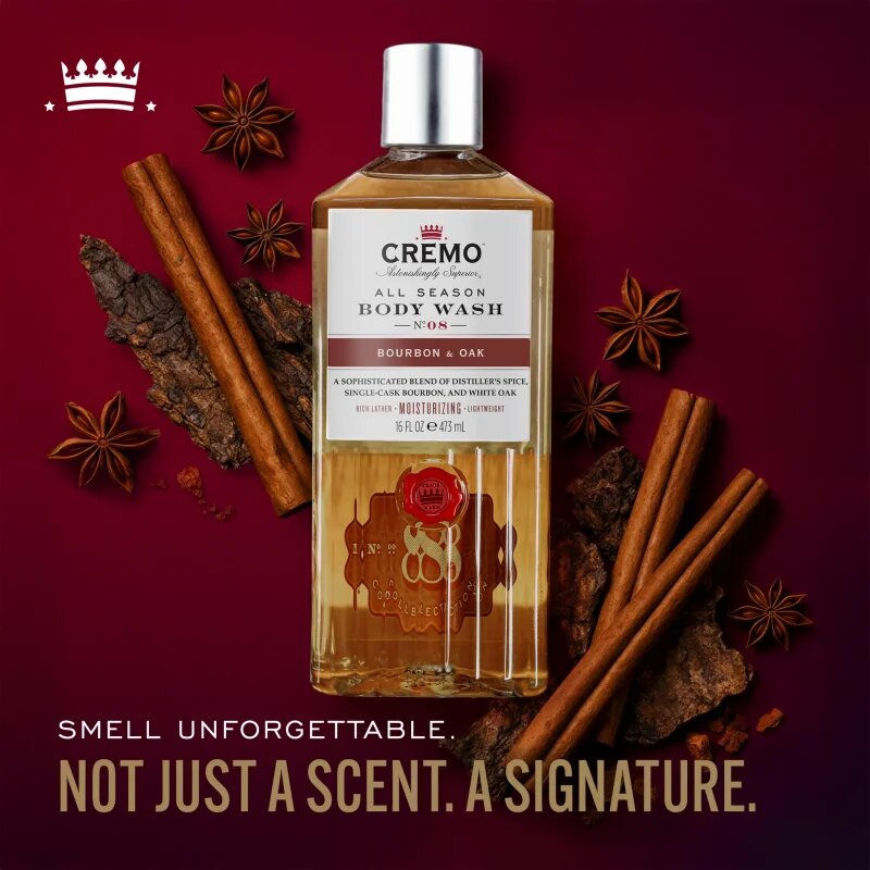 Cremo Bourbon & Oak fürdőgél férfiaknak 473 ml