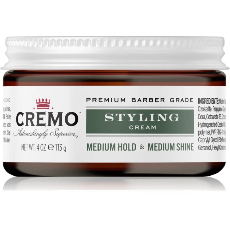 Cremo Hair Styling Cream Medium Styling hidratáló formázó krém hajra uraknak 113 g