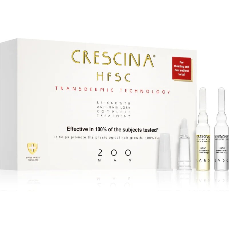 Crescina Transdermic 200 Re-Growth and Anti-Hair Loss hajnövekedés és hajhullás elleni ápolás uraknak 20x3.5 ml