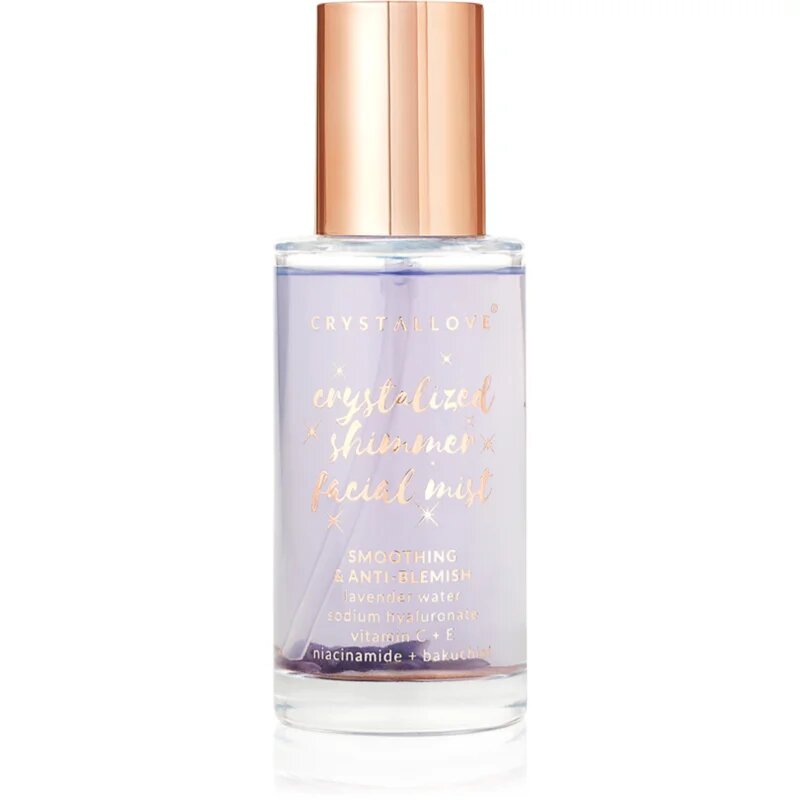 Crystallove Amethyst Shimmer Facial Mist arc spray az arcbőr megnyugtatására 100 ml