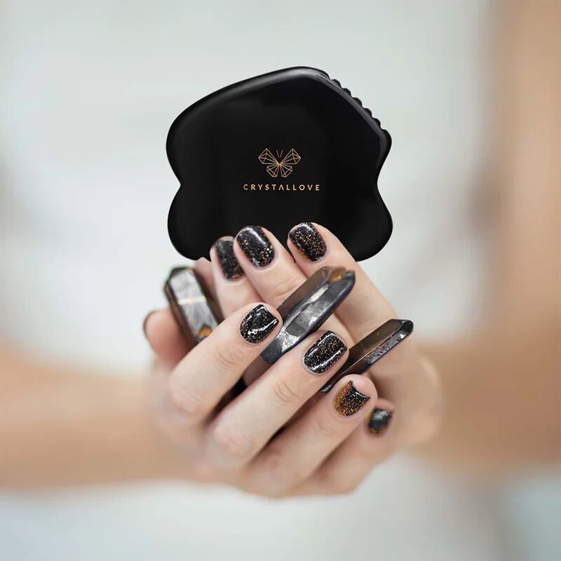 Crystallove Black Obsidian Contour Gua Sha masszázs szegédeszköz 1 db