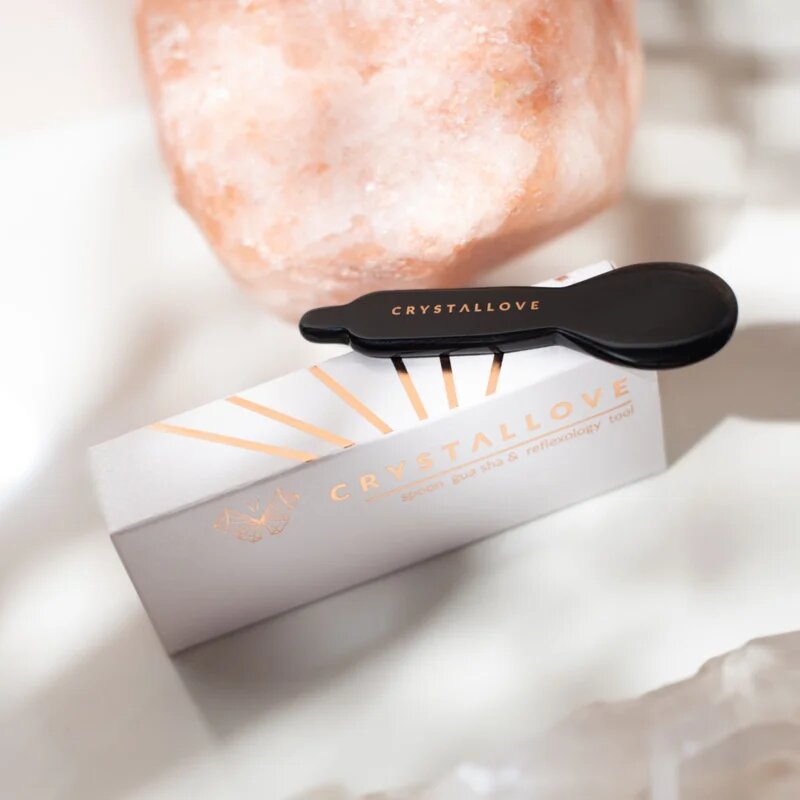 Crystallove Black Obsidian Spoon Eye Gua Sha masszázs eszköz szemkörnyékre 1 db