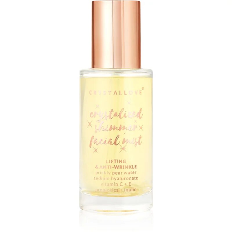 Crystallove Clear Quartz Shimmer Facial Mist arc spray élénk és hidratált bőr 100 ml