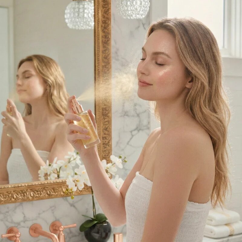 Crystallove Clear Quartz Shimmer Facial Mist arc spray élénk és hidratált bőr 100 ml