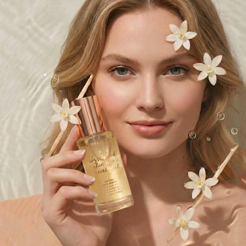 Crystallove Clear Quartz Shimmer Facial Mist arc spray élénk és hidratált bőr 100 ml