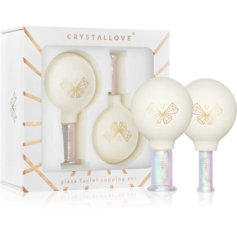 Crystallove Glass Facial Cupping Set masszázs szett arcra nyakra és dekoltázsra 2 db