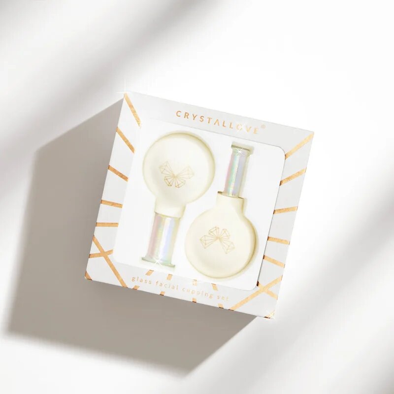 Crystallove Glass Facial Cupping Set masszázs szett arcra nyakra és dekoltázsra 2 db