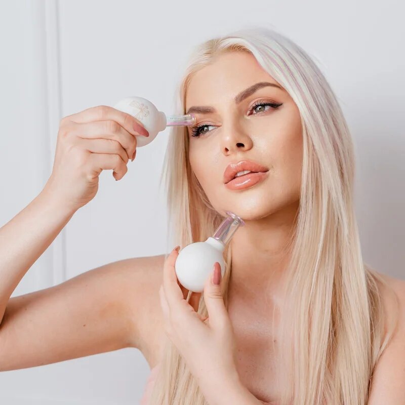 Crystallove Glass Facial Cupping Set masszázs szett arcra nyakra és dekoltázsra 2 db