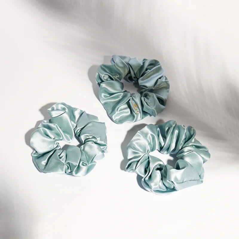 Crystallove Mulberry Silk Scrunchie selyem hajgumi Amazonite 1 db