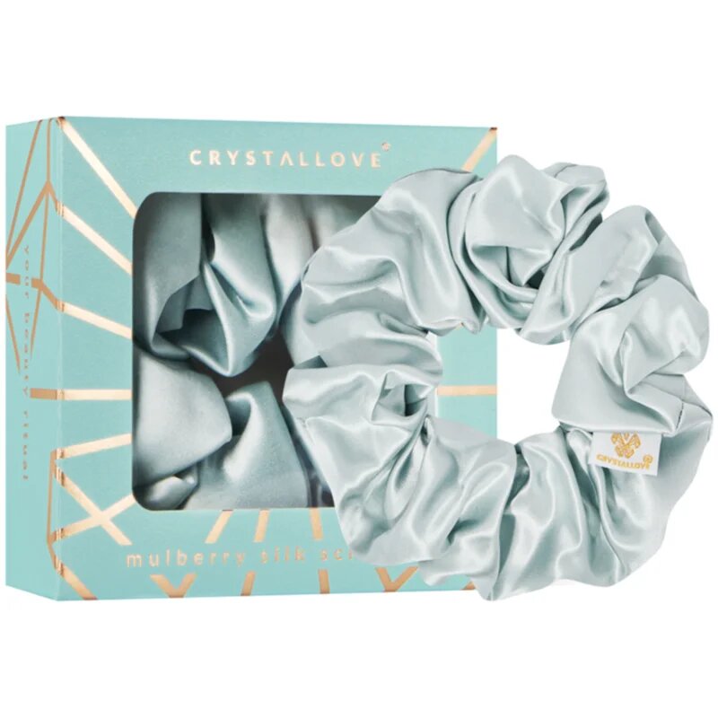 Crystallove Mulberry Silk Scrunchie selyem hajgumi Amazonite 1 db