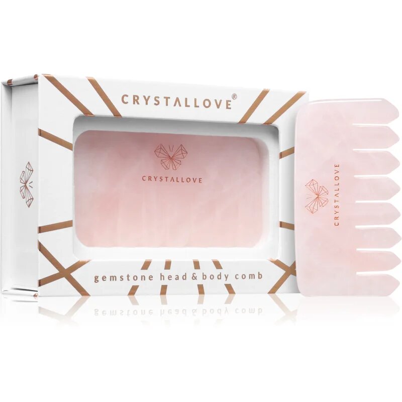 Crystallove Rose Quartz Comb masszázs szegédeszköz haj és test 1 db