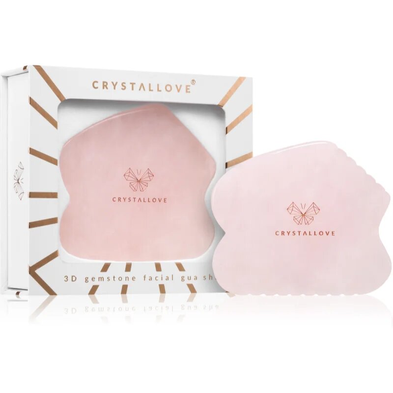 Crystallove Rose Quartz Contour Gua Sha masszázs szegédeszköz az arcra 1 db