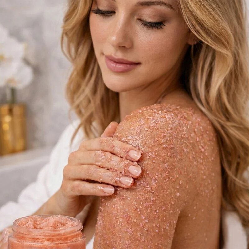 Crystallove Rose Quartz Shimmer Body Scrub testpeeling 200 g