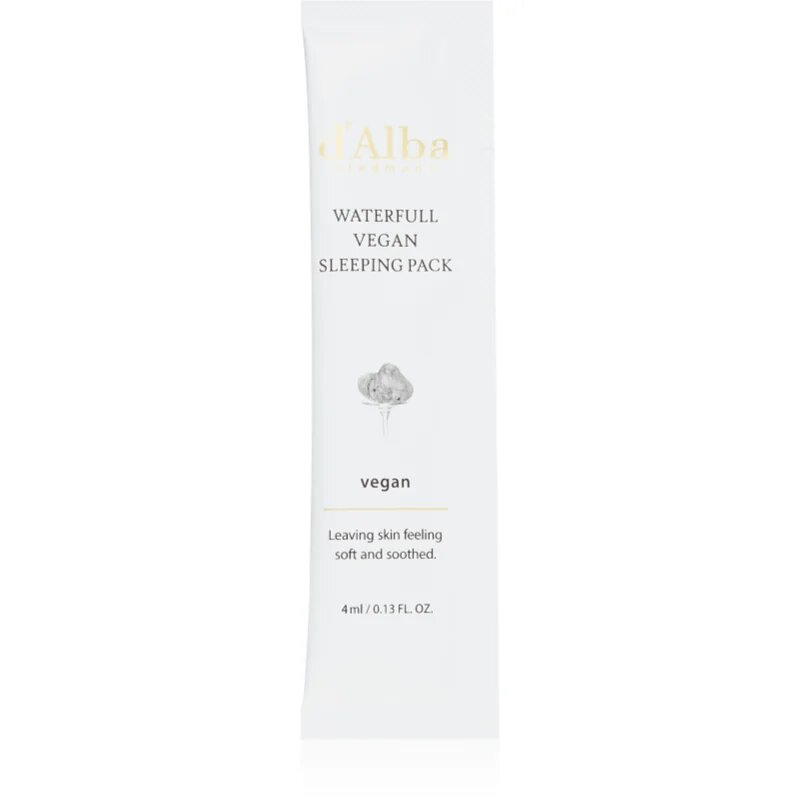 d'Alba Waterfull Vegan Sleeping Pack nyugtató hidratáló maszk éjszakára 4x12 ml