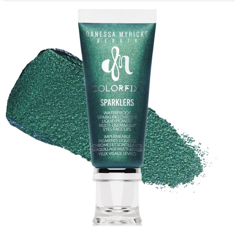 Danessa Myricks Beauty Colorfix Sparklers multifunkcionális smink a szemre az ajkakra és az arcra árnyalat Evergreen 10 ml