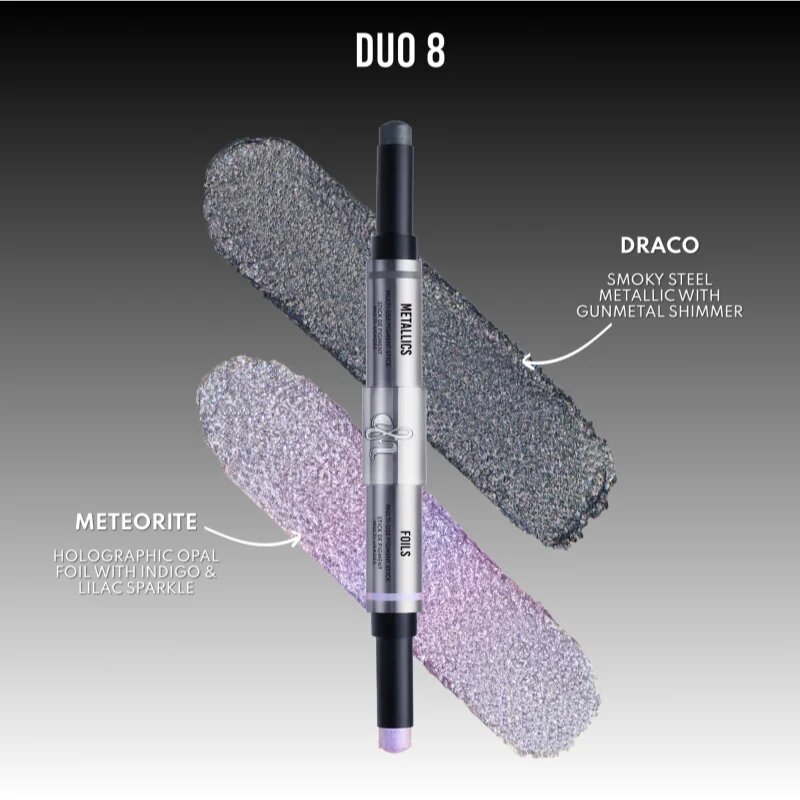 Danessa Myricks Beauty Colorfix Stix multifunkcionális smink a szemre az ajkakra és az arcra árnyalat Duo 8 Draco/Meteorite 2x3 g